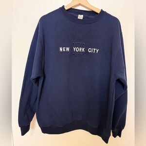 NYC New York City Embroidered Navy Crewneck Sweater